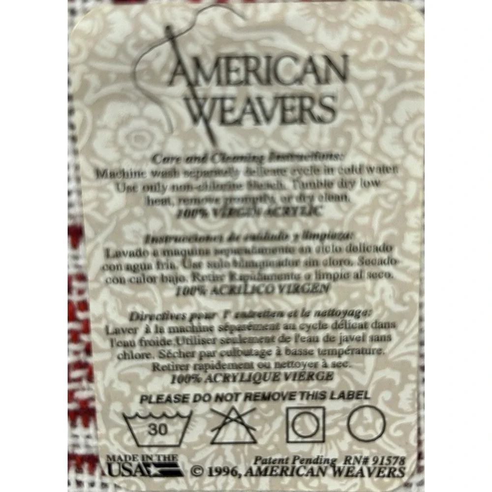 Santa Claus American Weavers‎ Red Tapestry Vintage Throw Blanket Made in USA VTG
